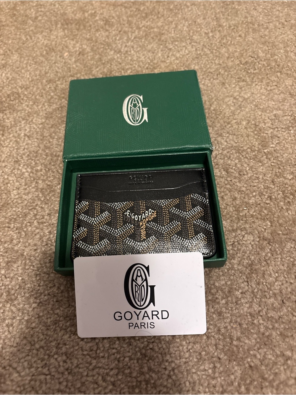Goyard Black & Brown Goyardine Card Holder